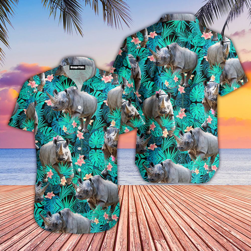 Rhinoceros Hawaiian Shirt - Wonder Print Shop