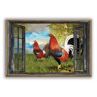 rooster-window-blue-sky-horizontal-poster