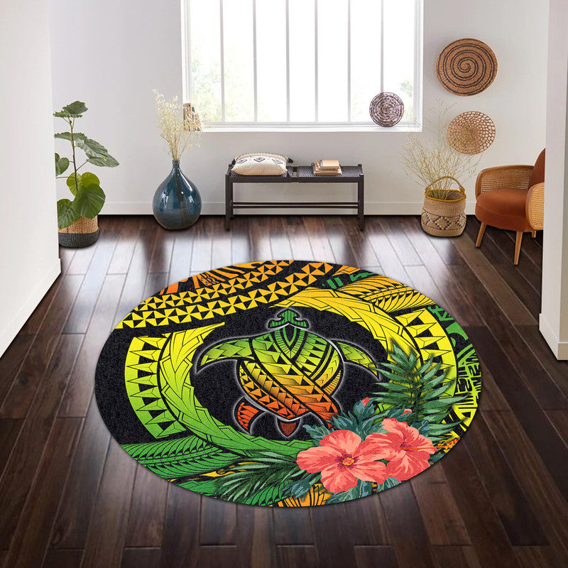 polynesian-turtle-round-carpet-circle-turtle-hibiscus-reggae