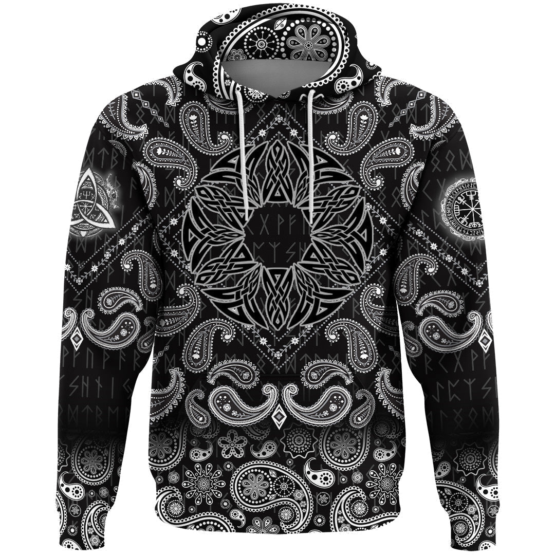 Viking Hoodie Round Celtic Pattern with Bandana Paisley Style RLT12 - Wonder Print Shop