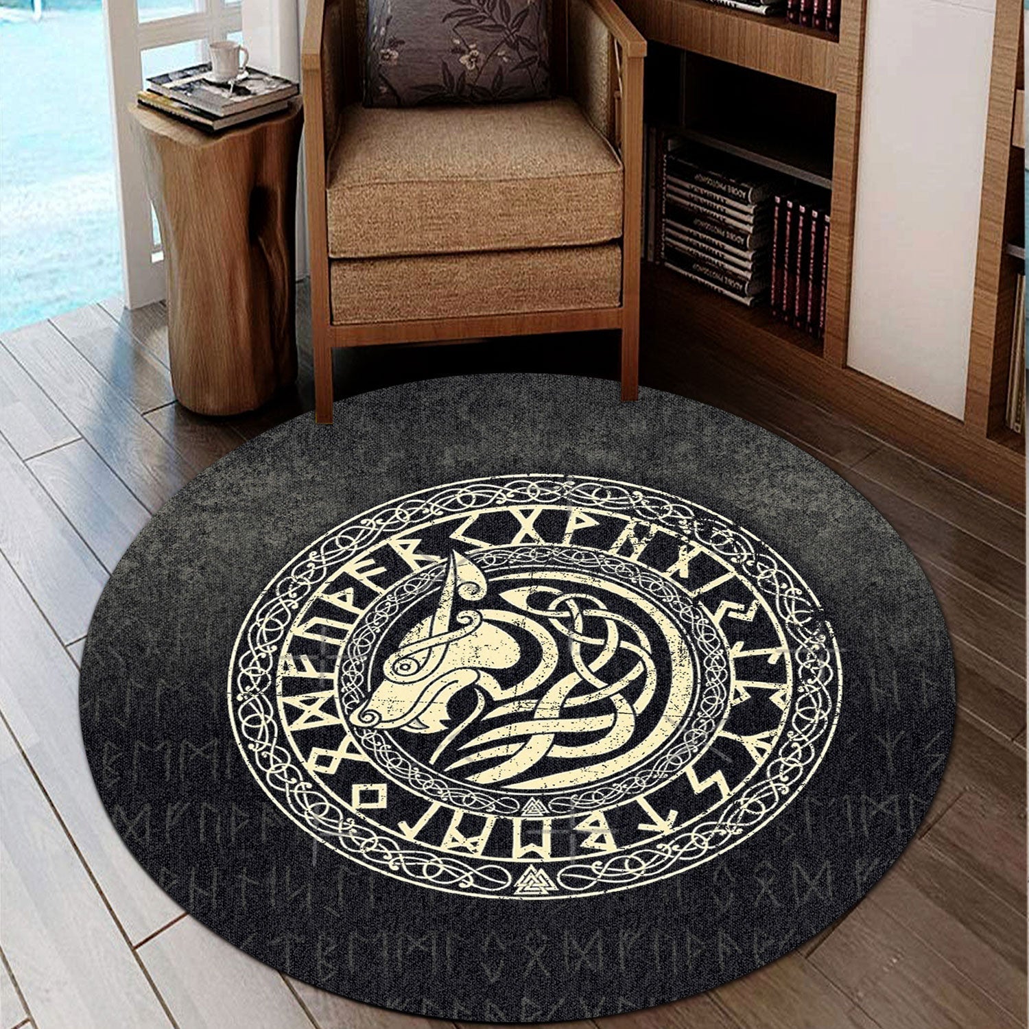 wonder-print-shop-round-carpet-viking-wolf-gold-version-round-carpet