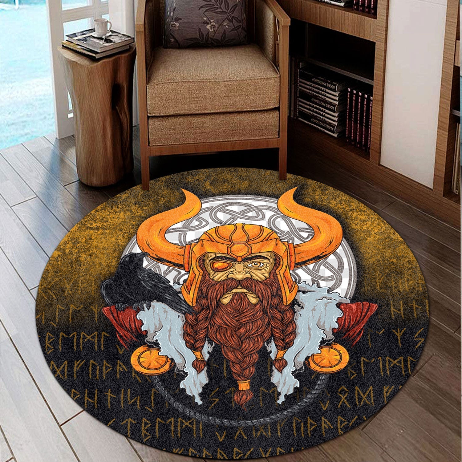 viking-round-carpet-viking-god-odin-raven-round-carpet