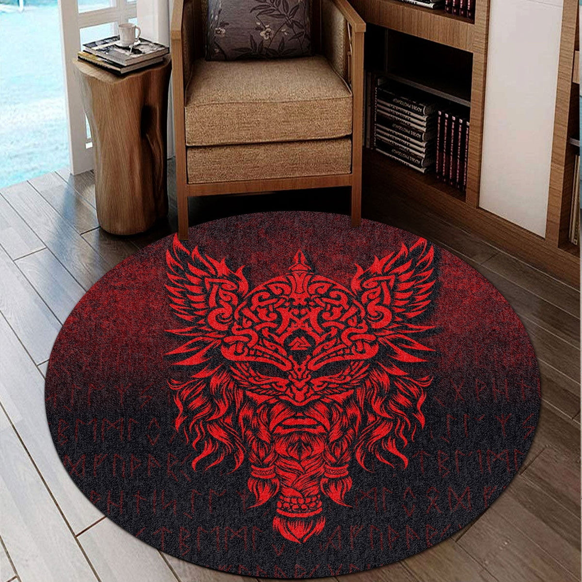 viking-round-carpet-odin-the-allfather-asgard-god-and-chief-of-aesir-red-version-round-carpet