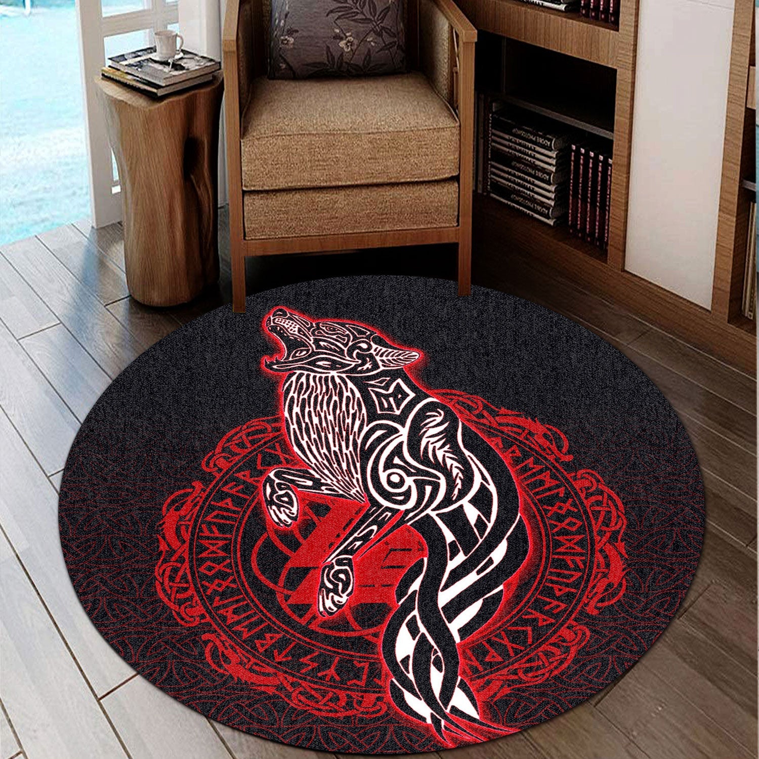 wonder-print-round-carpet-wolf-viking-red-round-carpet