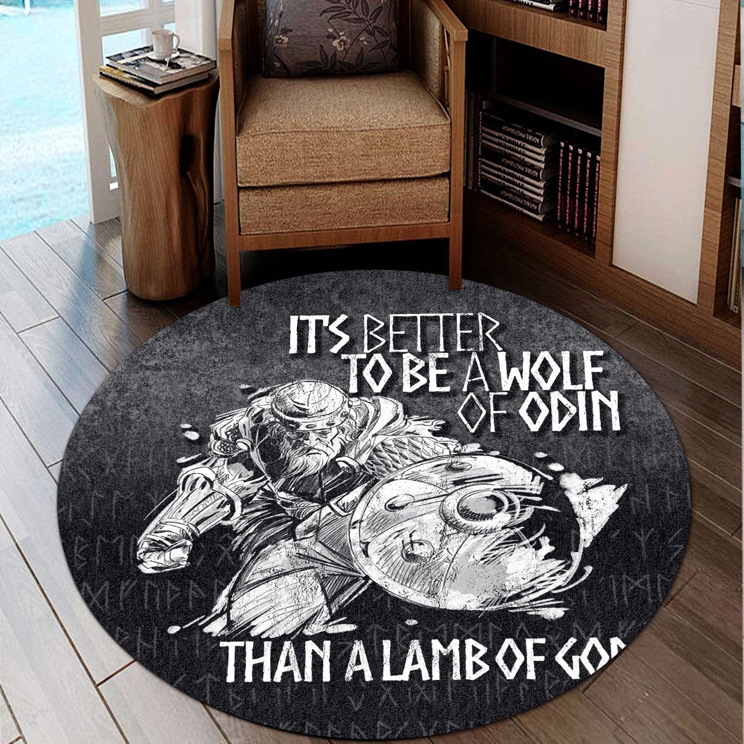 wonder-print-round-carpet-viking-valhalla-odin-its-better-to-be-a-wolf-round-carpet