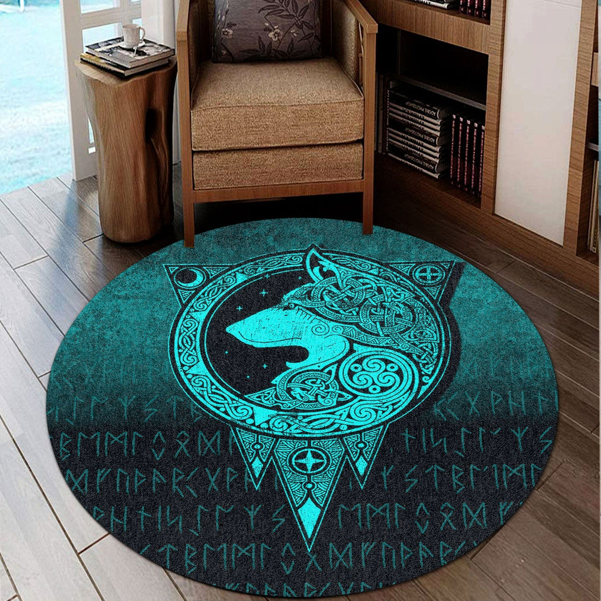 viking-round-carpet-viking-norse-wolf-cyan-version-round-carpet