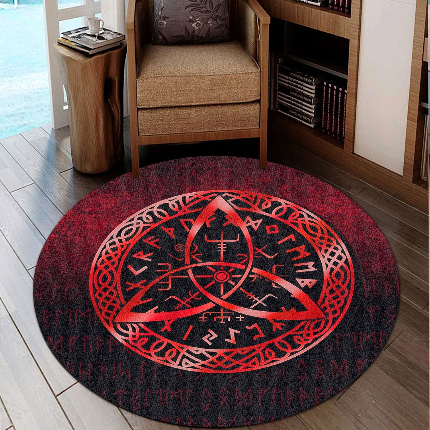 viking-round-carpet-vegvisir-nordic-viking-rune-red-version-round-carpet