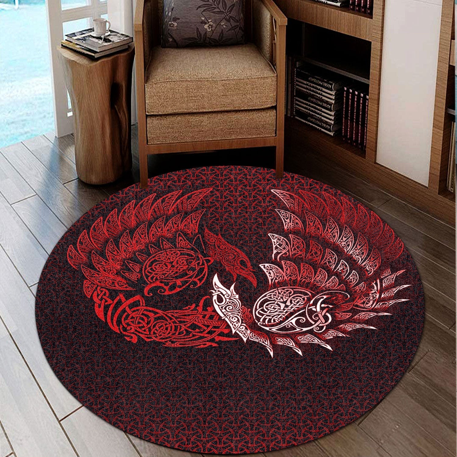 viking-round-carpet-ragnarok-huginn-muninn-red-version-round-carpet