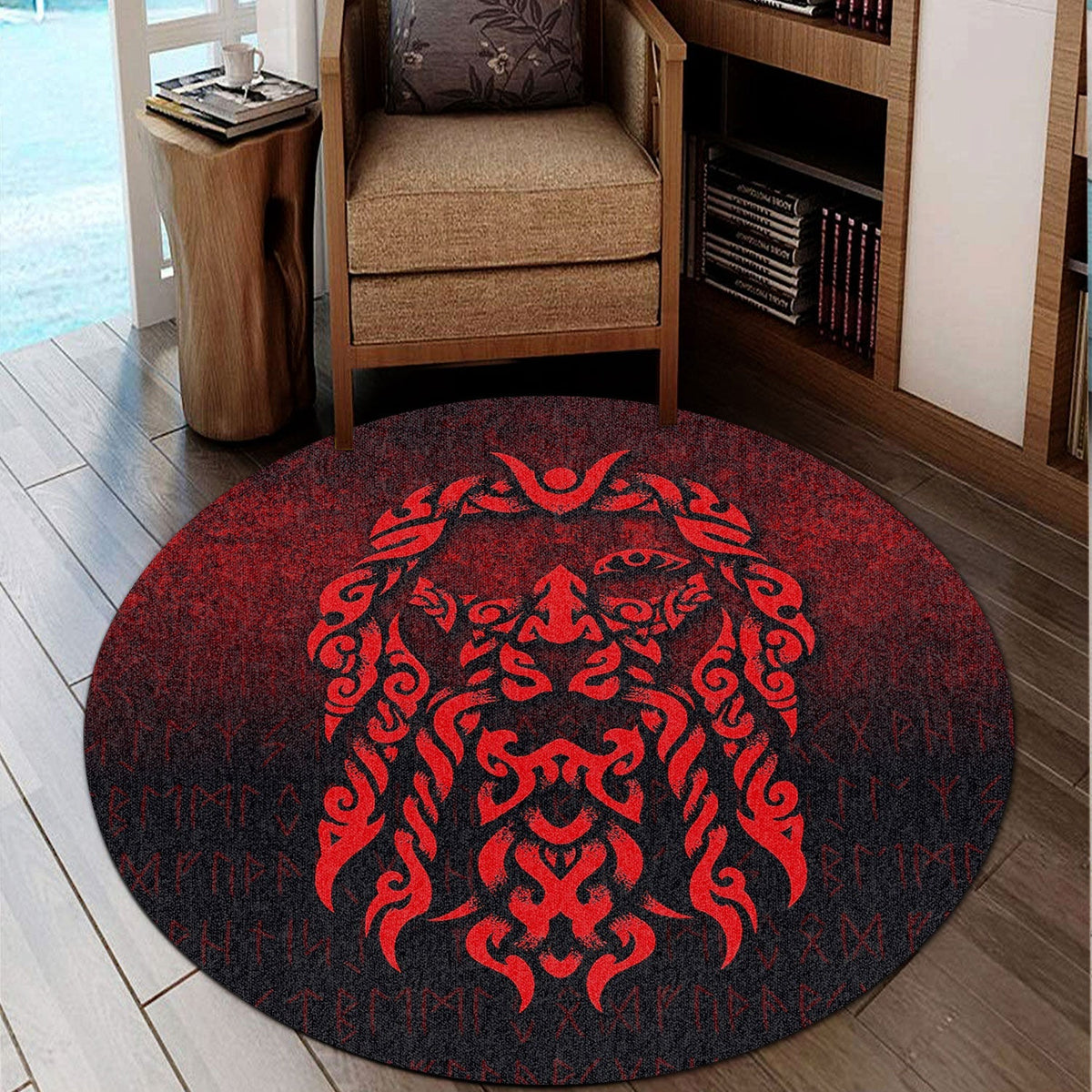 viking-round-carpet-viking-god-odin-allfather-in-asgard-raven-god-red-version-round-carpet