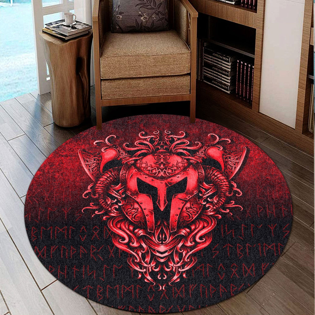 viking-round-carpet-the-armor-of-viking-red-version-round-carpet