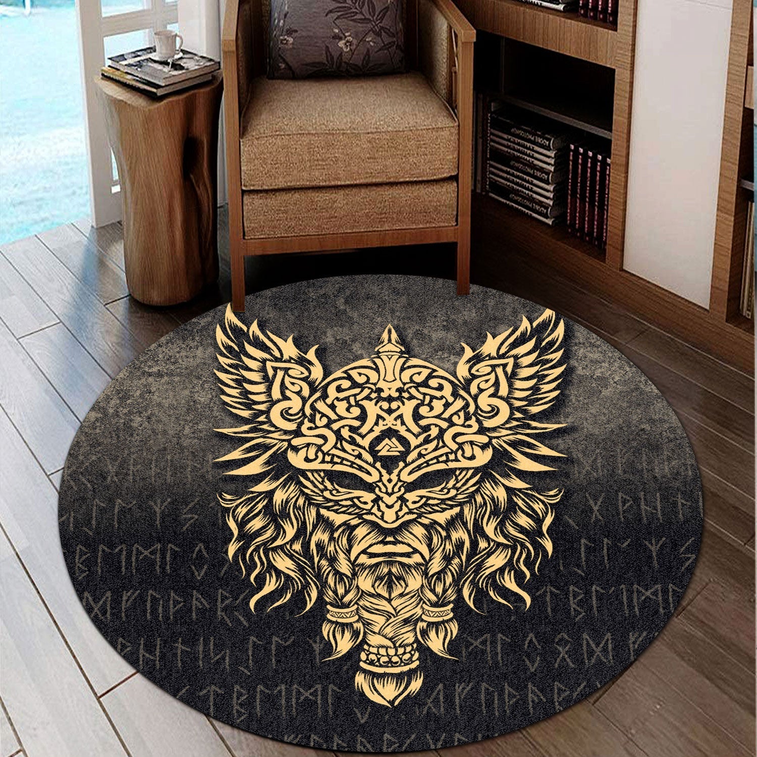 viking-round-carpet-odin-the-allfather-asgard-god-and-chief-of-aesir-gold-version-round-carpet
