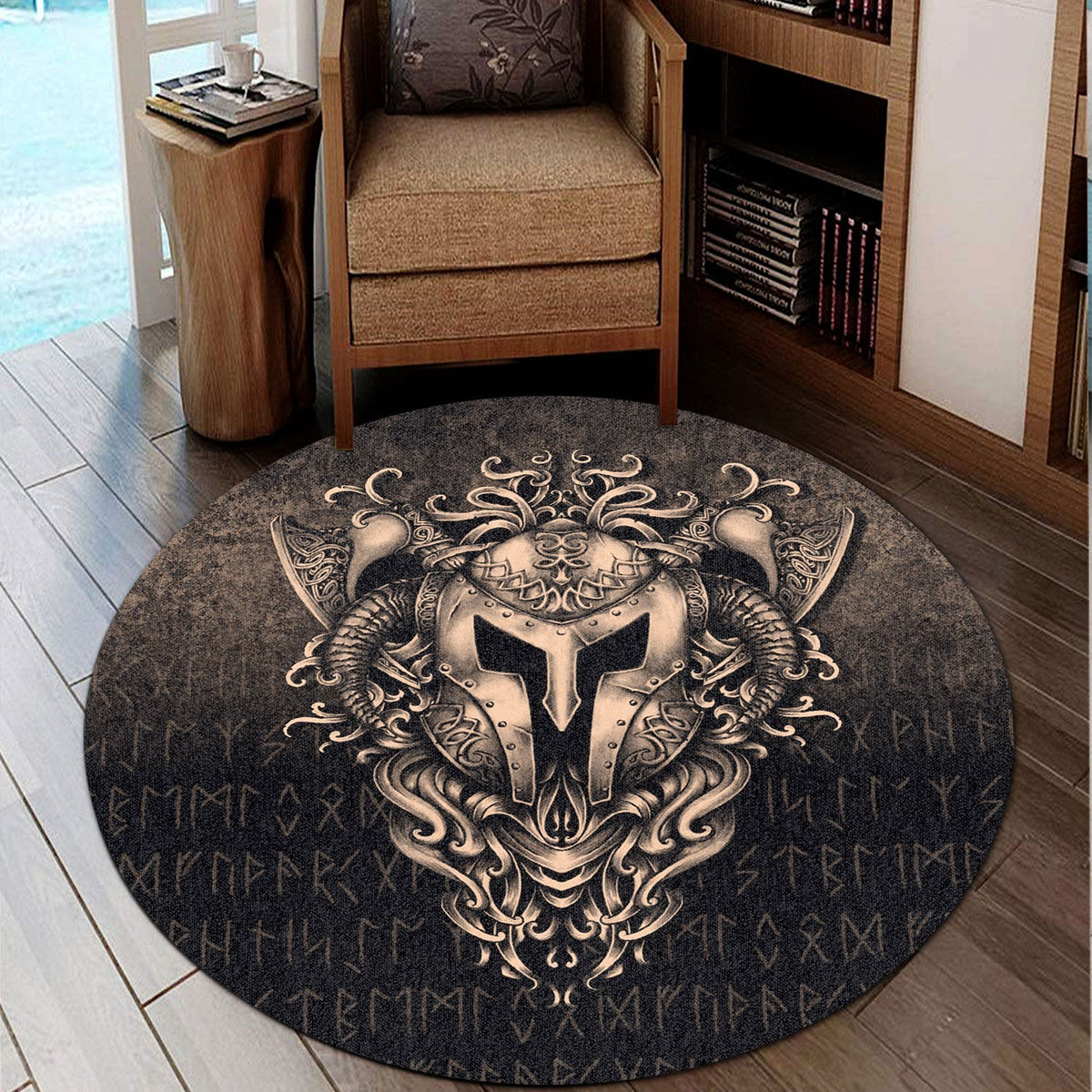 viking-round-carpet-the-armor-of-viking-gold-version-round-carpet
