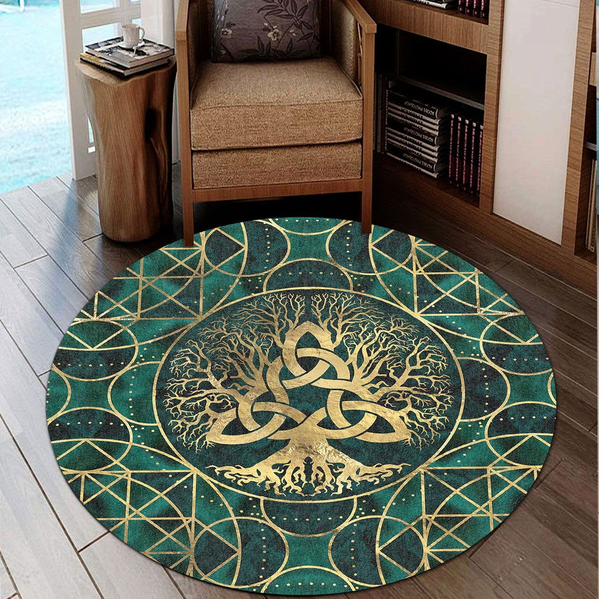 viking-round-carpet-tree-of-life-with-triquetra-malachite-and-gold-round-carpet