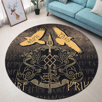 wonder-print-round-carpet-norse-mythology-spear-of-odin-gungnir-runes-geri-freki-huginn-muninn-round-carpet