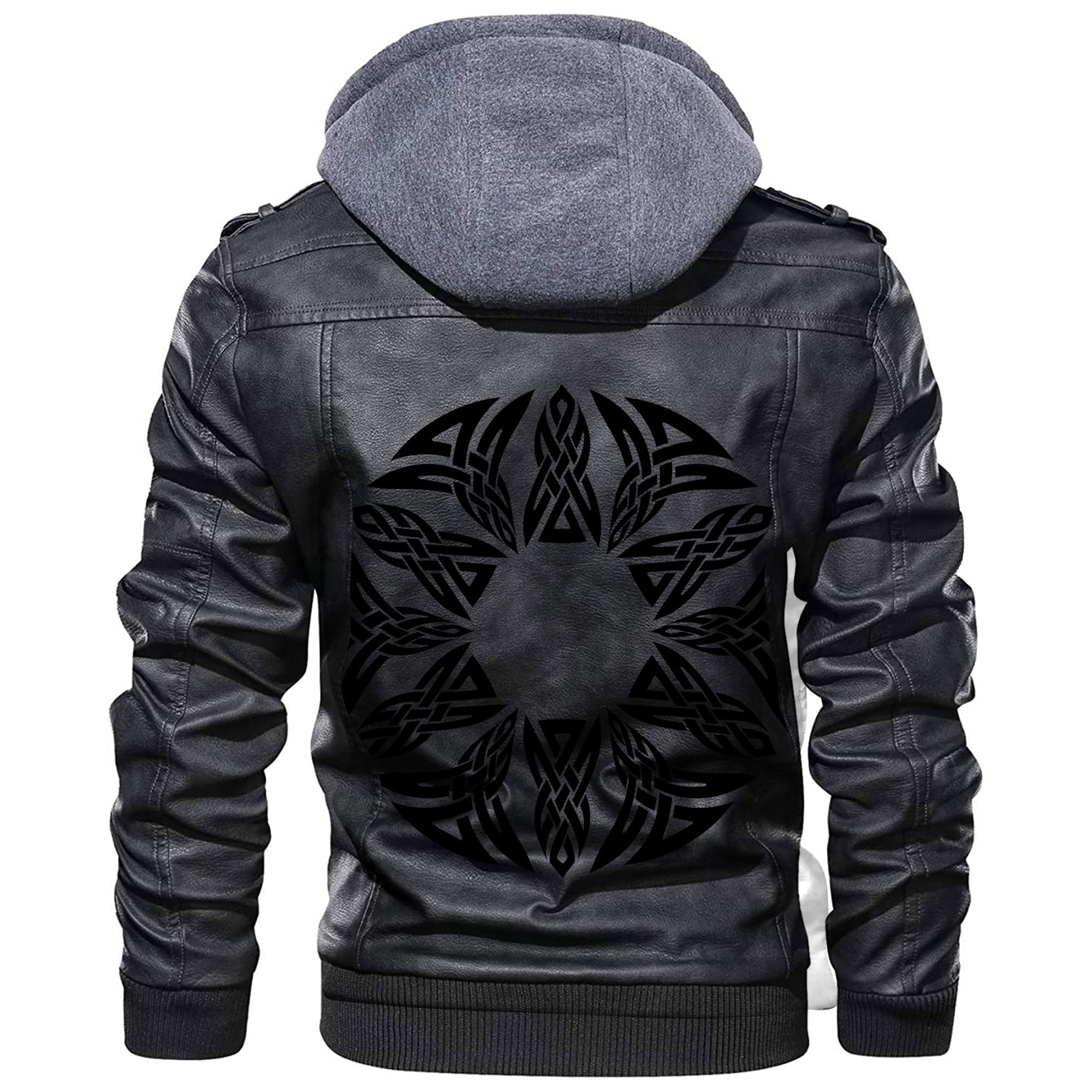 Viking Round Celtic Pattern Leather Jacket RLT12 - Wonder Print Shop