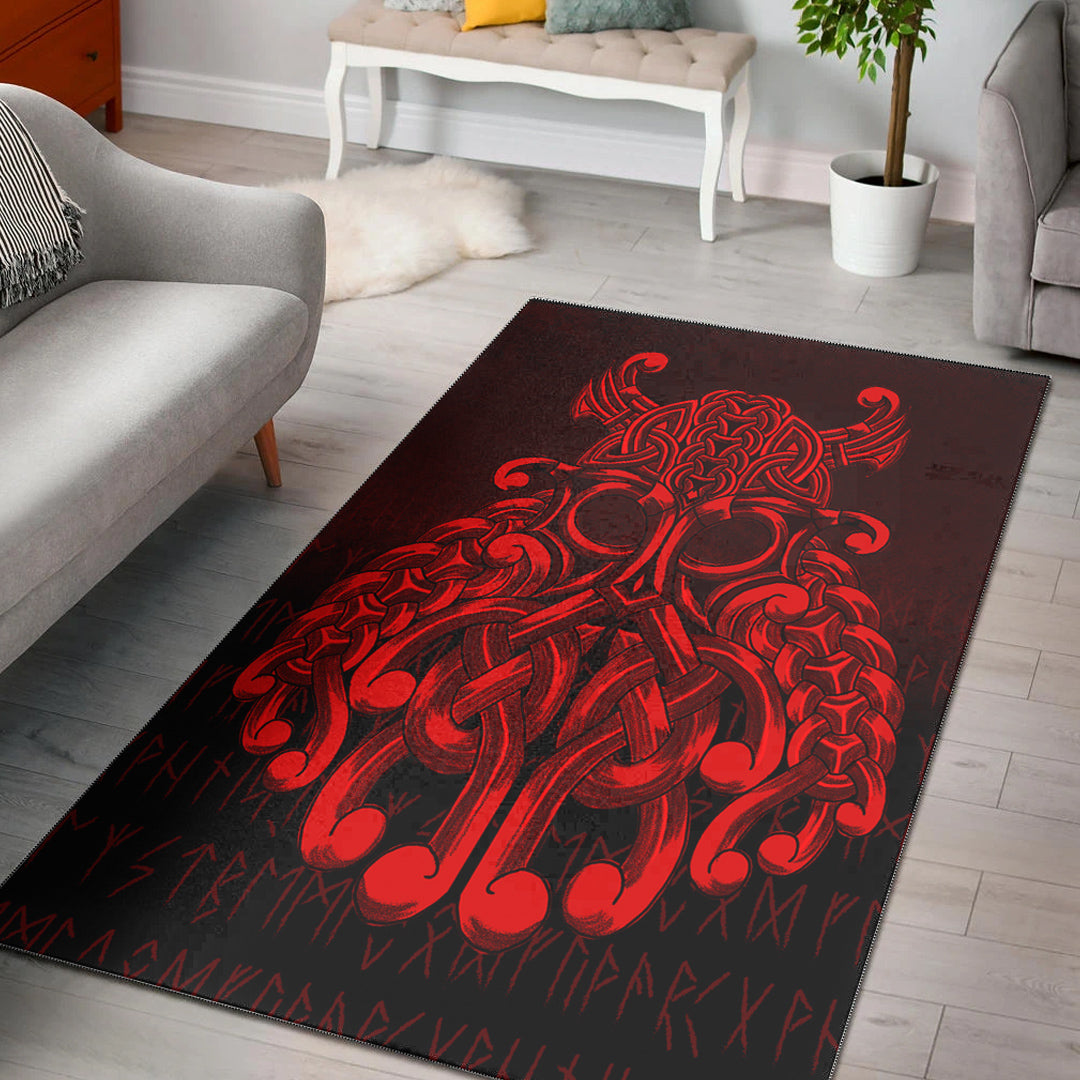 Viking Area Rug Vikings Odin Valhalla Red Version Area Rug RLT12 - Wonder Print Shop