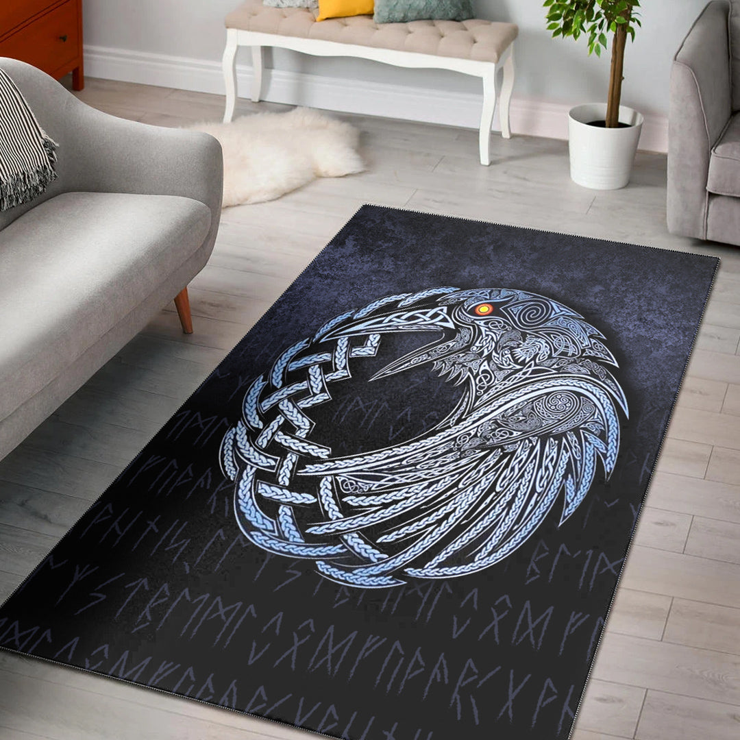 Viking Area Rug Vikings Raven Special Blue Version Area Rug RLT12 - Wonder Print Shop