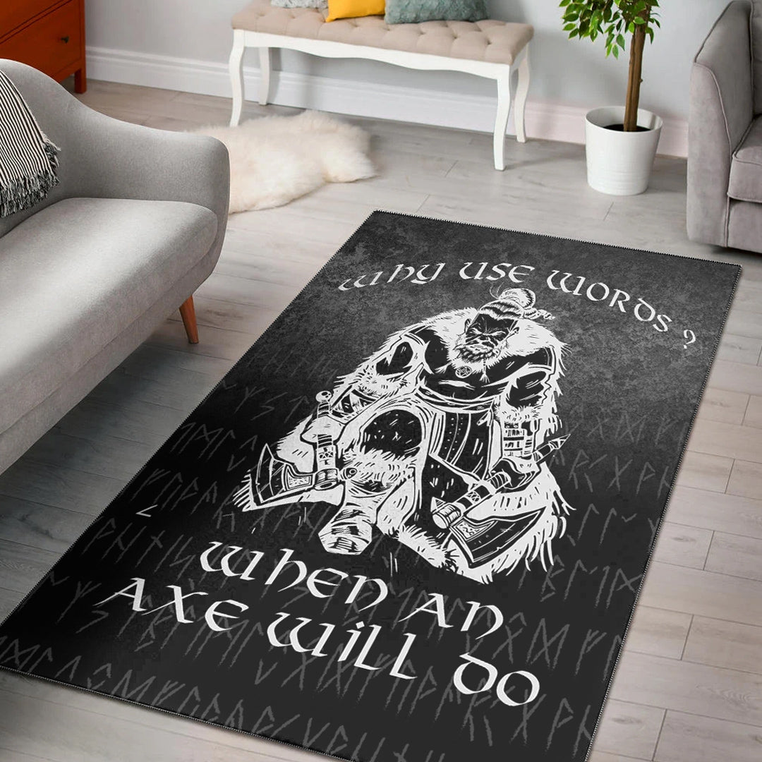 Viking Area Rug Why Use Words? When An Axe Will Do Area Rug RLT12 - Wonder Print Shop