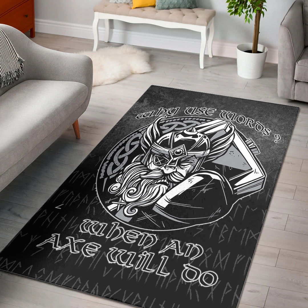 Viking Area Rug Why Use Words? When An Axe Will Do Area Rug RLT12 - Wonder Print Shop