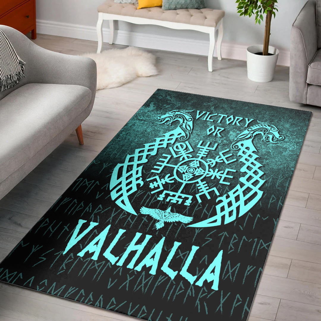 Wonder Print Shop Area Rug - Victory or Valhalla - Cyan Version Area Rug RLT12 - Wonder Print Shop