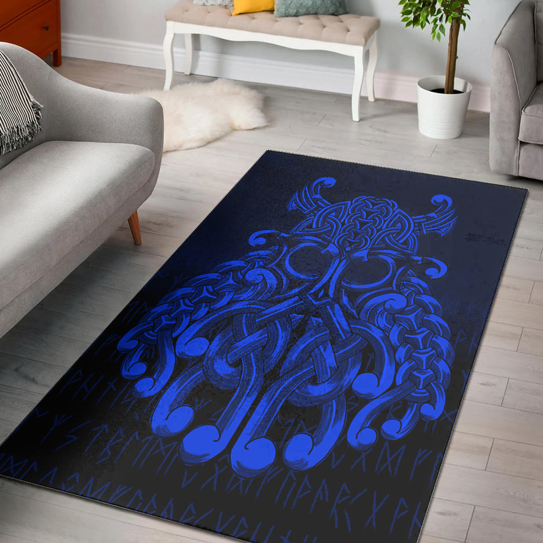 Viking Area Rug Vikings Odin Valhalla Blue Version Area Rug RLT12 - Wonder Print Shop