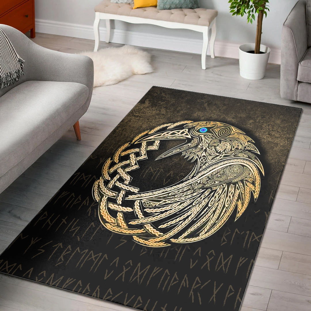 Viking Area Rug Vikings Raven Gold Version Area Rug RLT12 - Wonder Print Shop
