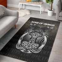 Viking Area Rug Vikings Ravens Mjolnir Area Rug RLT12 - Wonder Print Shop