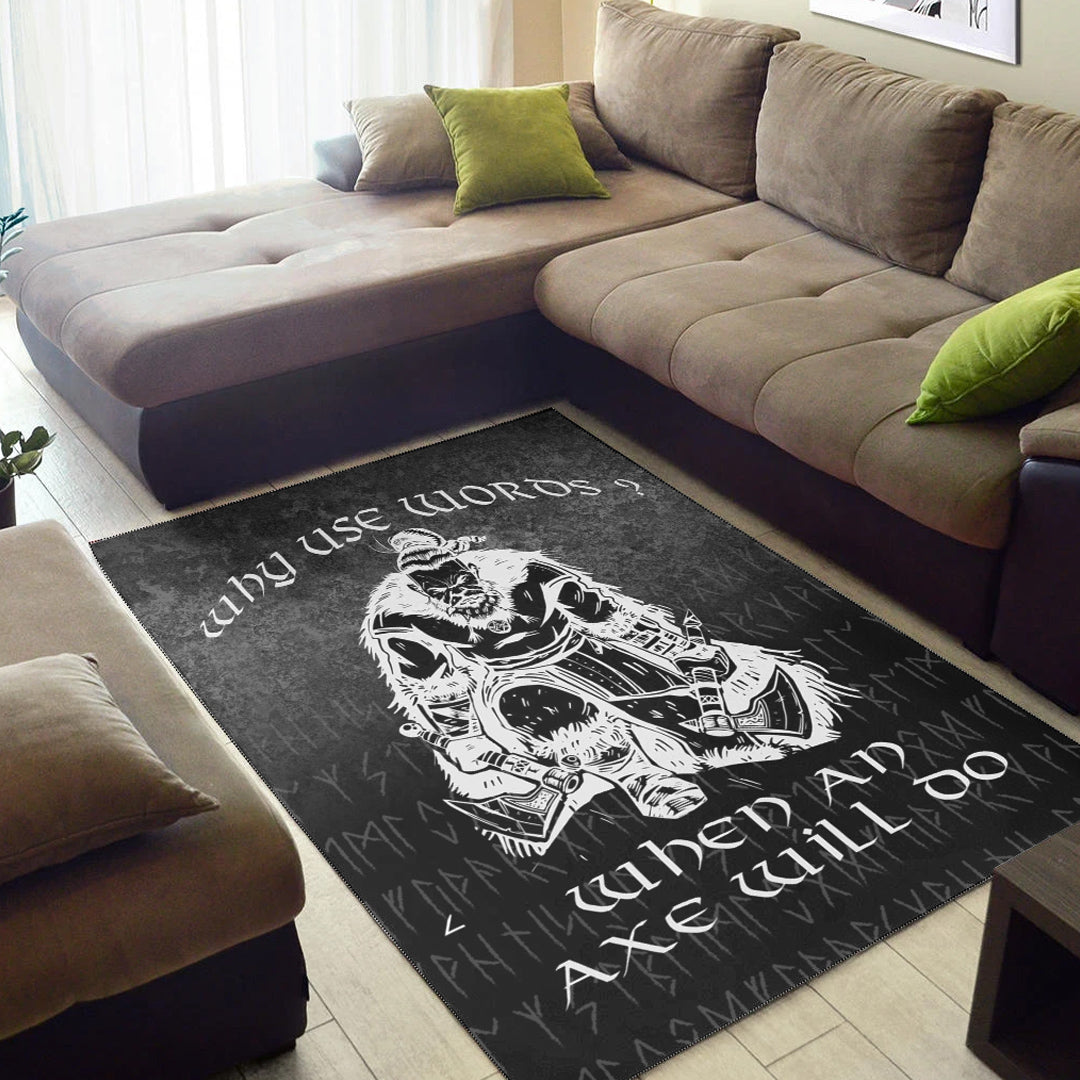 Viking Area Rug Why Use Words? When An Axe Will Do Area Rug RLT12 - Wonder Print Shop