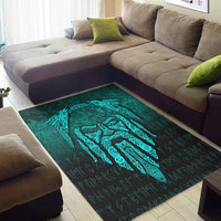 Viking Area Rug Eye of Odin Cyan Version Area Rug RLT12 - Wonder Print Shop