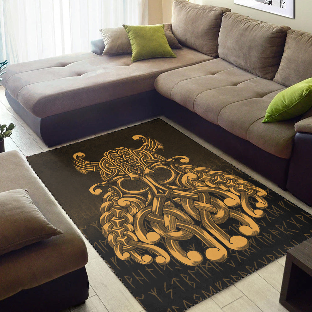 Viking Area Rug Vikings Odin Valhalla Gold Version Area Rug RLT12 - Wonder Print Shop