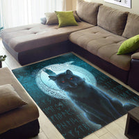 Viking Area Rug Fenrir Viking Wolf Cyan Version Area Rug RLT12 - Wonder Print Shop