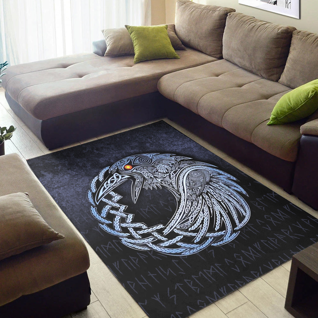 Viking Area Rug Vikings Raven Special Blue Version Area Rug RLT12 - Wonder Print Shop