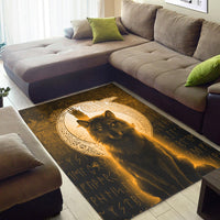 Viking Area Rug Fenrir Viking Wolf Gold Version Area Rug RLT12 - Wonder Print Shop