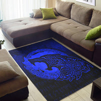 Viking Area Rug Fenrir Viking 3D Tattoo Blue Version Area Rug RLT12 - Wonder Print Shop