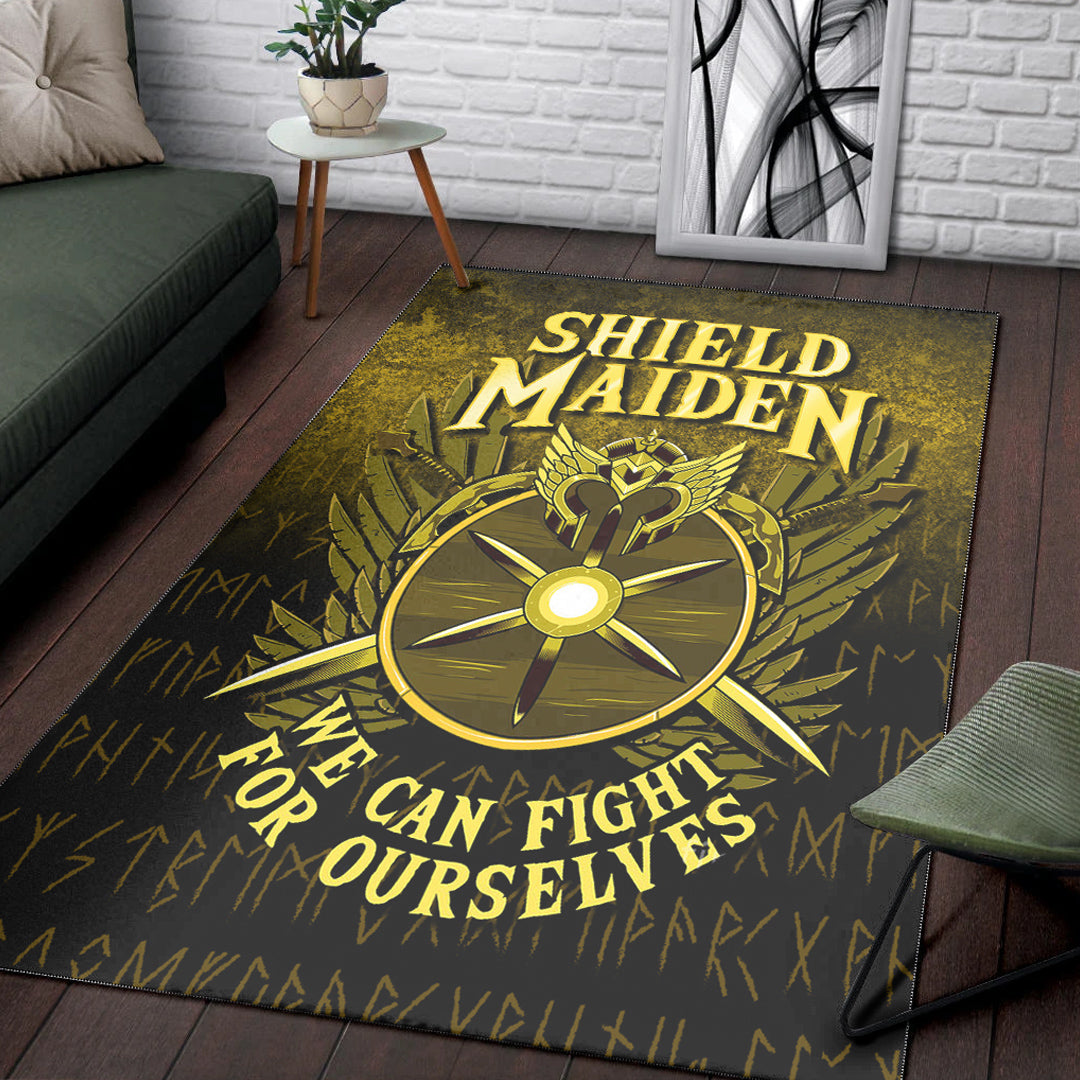 Viking Area Rug Shield Maiden We Can Fight For Ourselves Axe Area Rug RLT12 - Wonder Print Shop