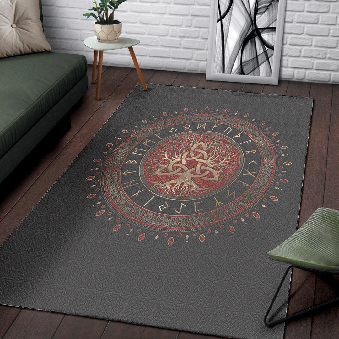 Viking Area Rug Tree Of Life with Triquetra Area Rug RLT12 - Wonder Print Shop