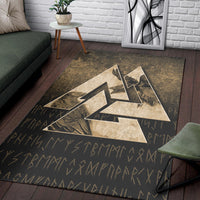 Viking Area Rug Huginn Muninn Ravens from Odin Viking Gold Version Area Rug RLT12 - Wonder Print Shop