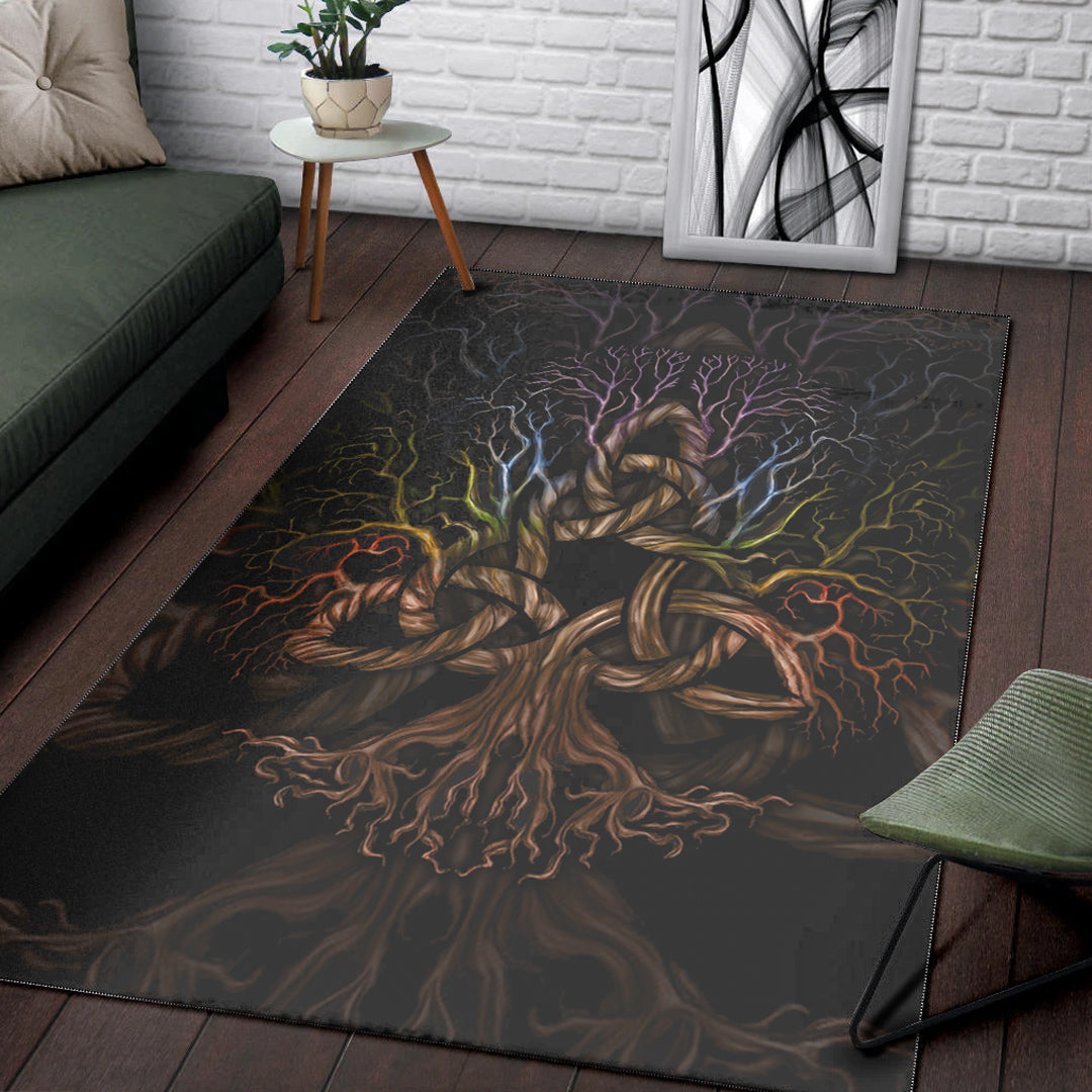 Viking Area Rug Colorful Tree Of Life With Triquetra Area Rug RLT12 - Wonder Print Shop