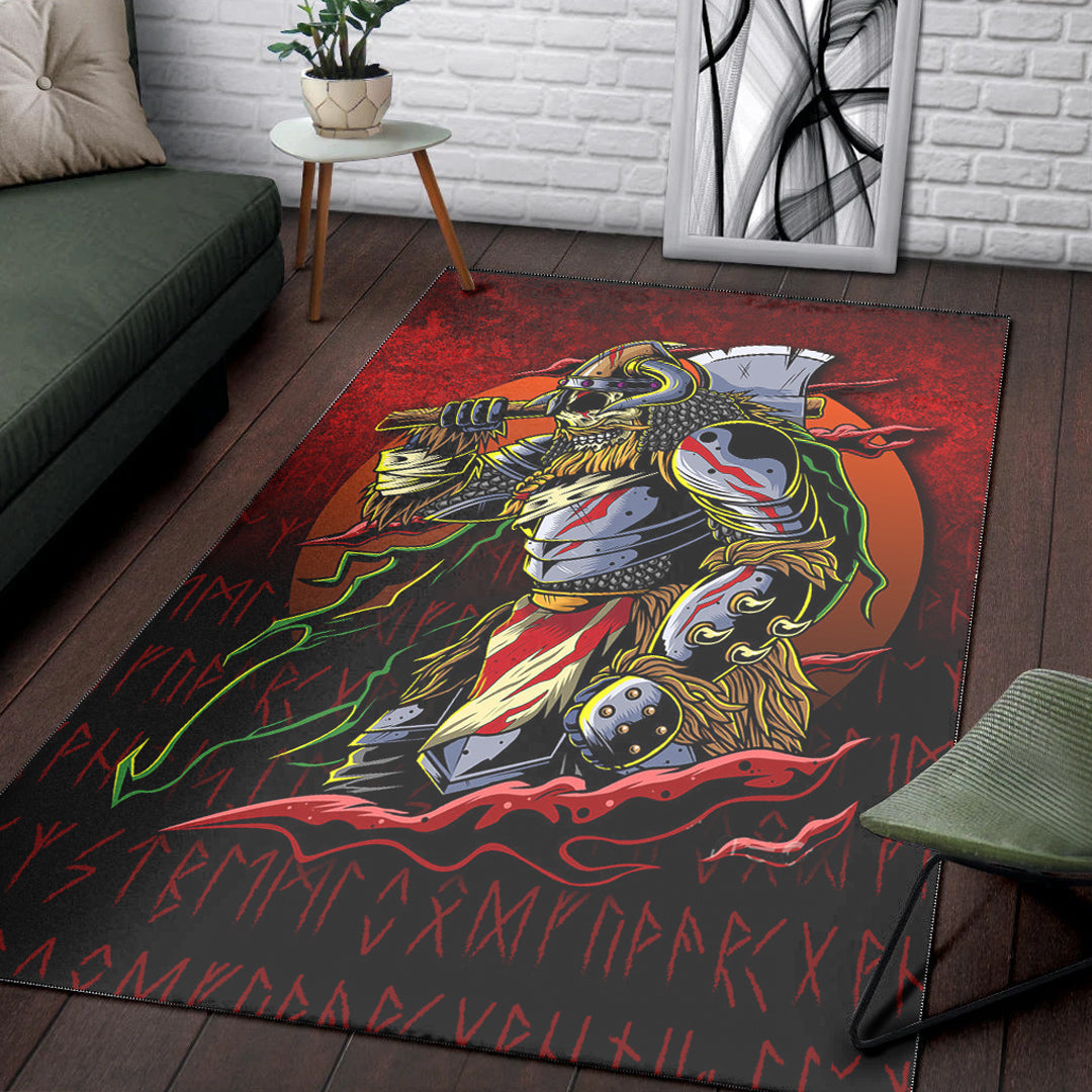 Viking Area Rug Samurai Viking Warrior Ronin Berserk Armor Axe Area Rug RLT12 - Wonder Print Shop