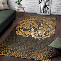Viking Area Rug Ragnarok Huginn Muninn Gold Version Area Rug RLT12 - Wonder Print Shop