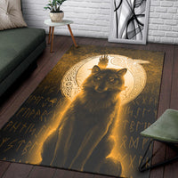 Viking Area Rug Fenrir Viking Wolf Gold Version Area Rug RLT12 - Wonder Print Shop