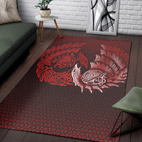 Viking Area Rug Ragnarok Huginn Muninn Red Version Area Rug RLT12 - Wonder Print Shop