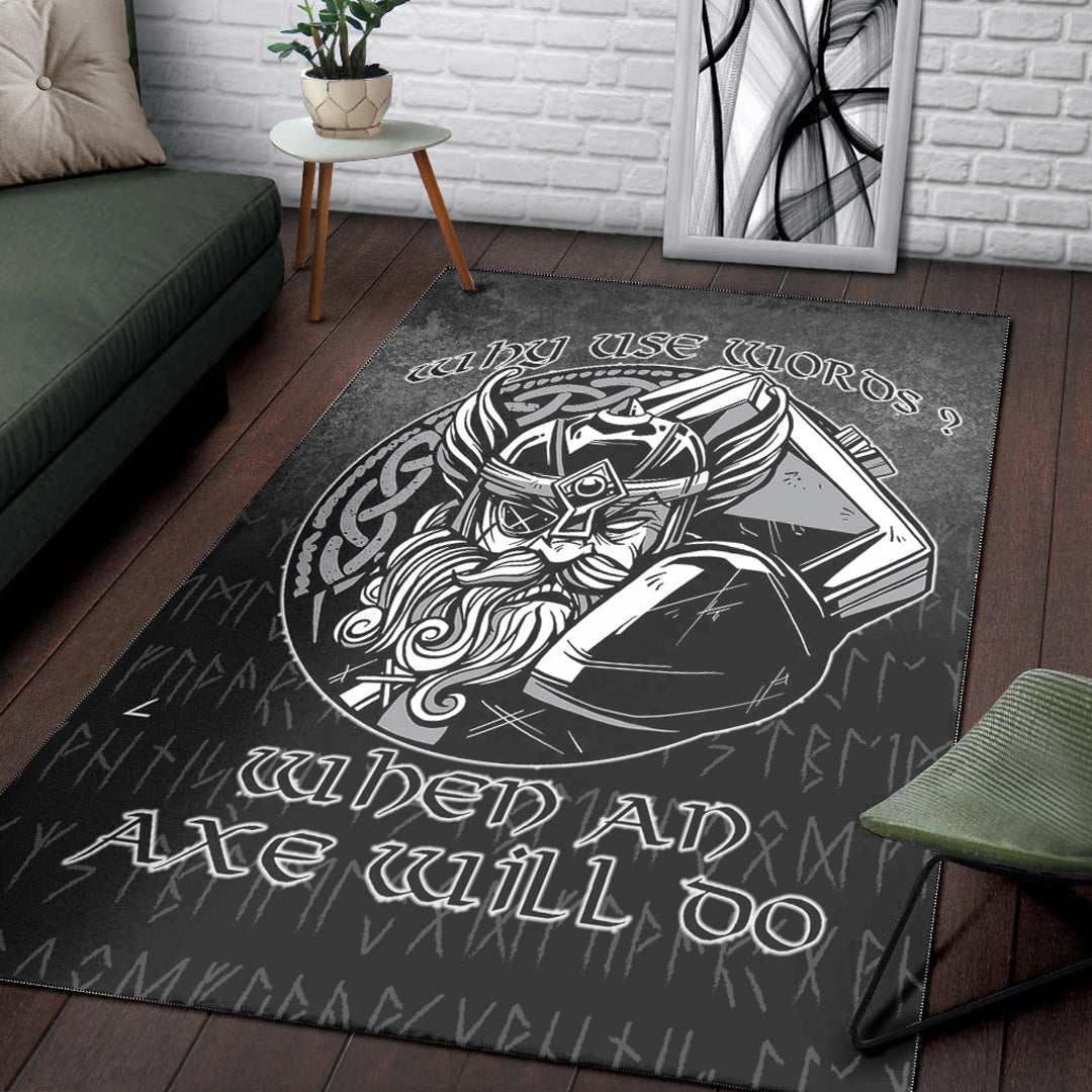 Viking Area Rug Why Use Words? When An Axe Will Do Area Rug RLT12 - Wonder Print Shop