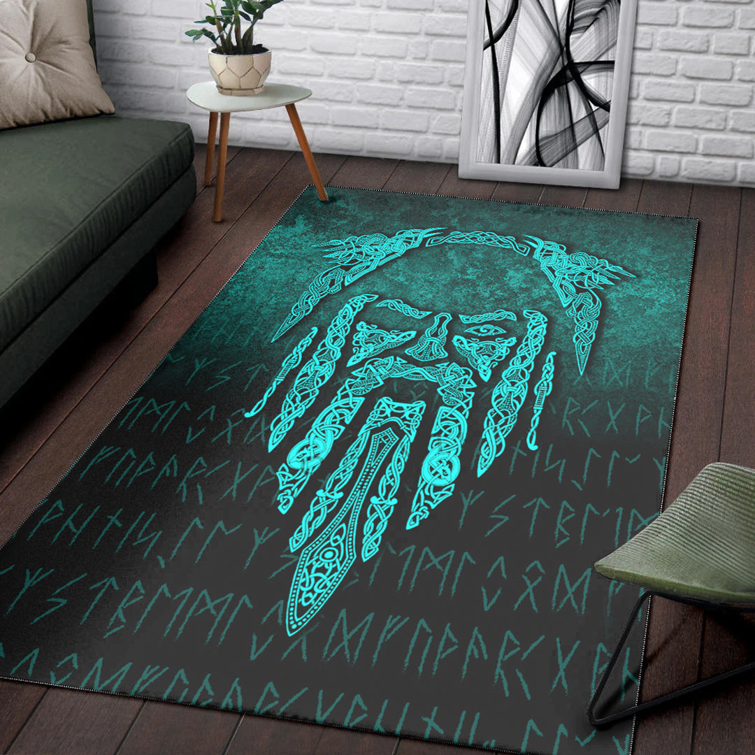 Viking Area Rug Eye of Odin Cyan Version Area Rug RLT12 - Wonder Print Shop
