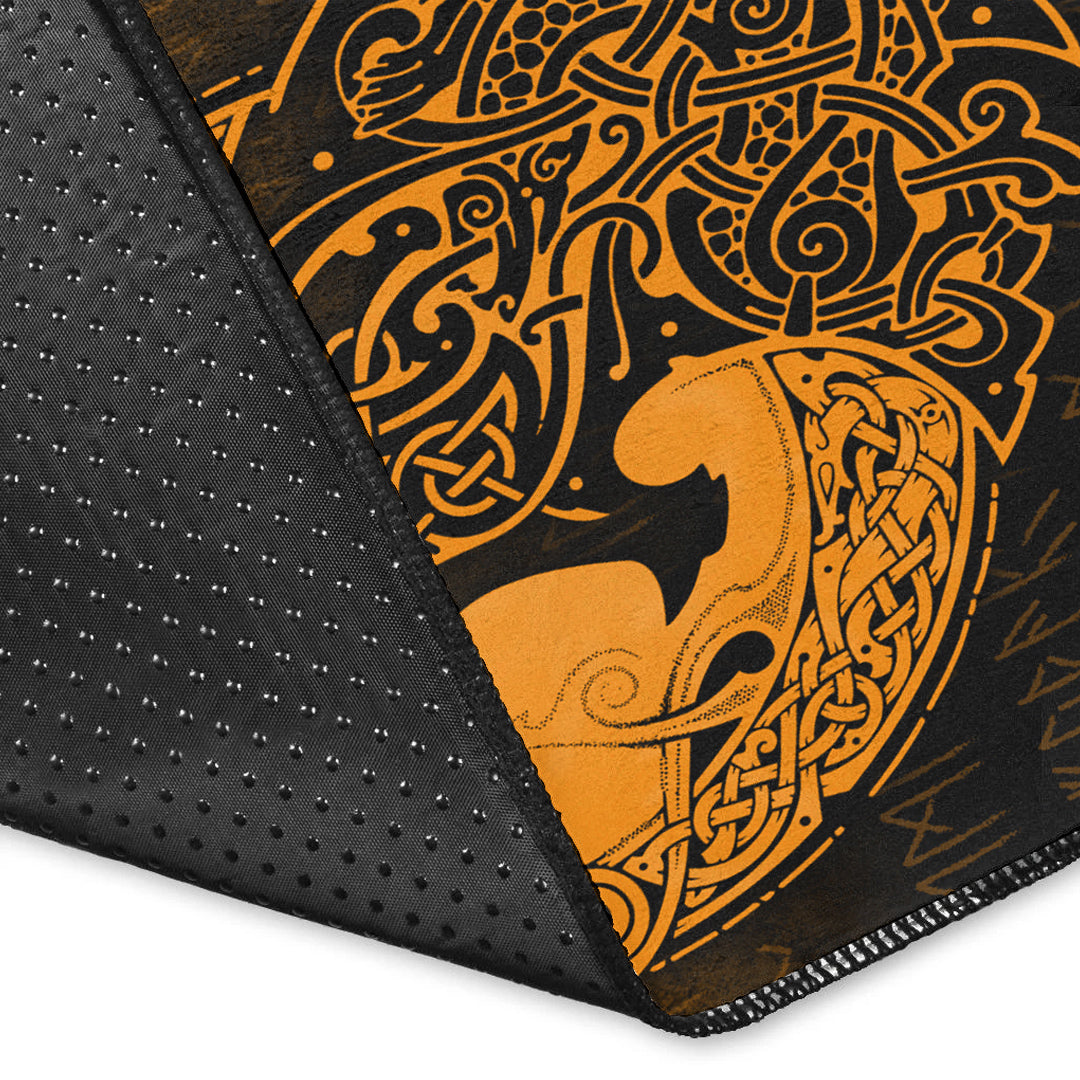 Viking Area Rug Fenrir Viking 3D Tattoo Gold Version Area Rug RLT12 - Wonder Print Shop