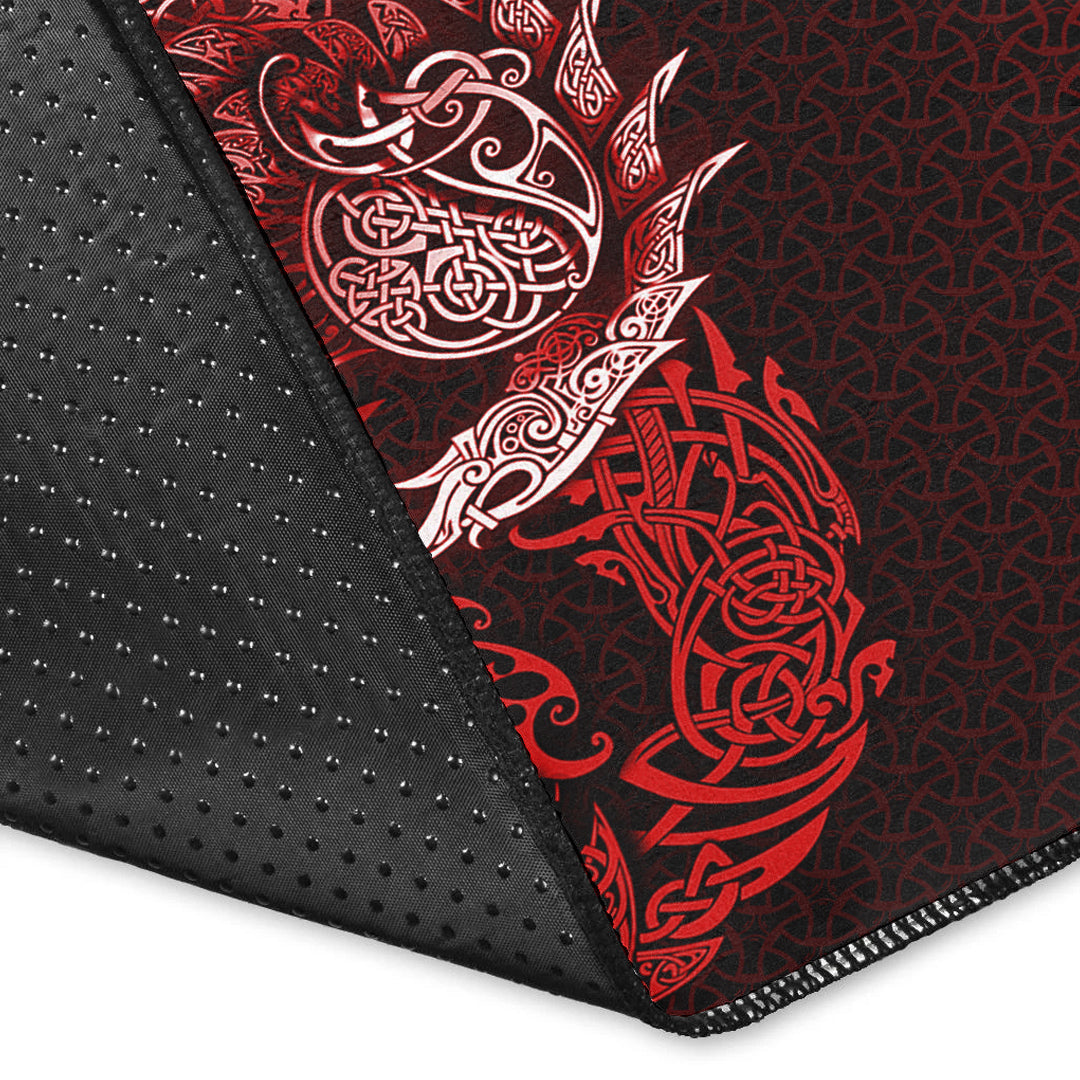 Viking Area Rug Ragnarok Huginn Muninn Red Version Area Rug RLT12 - Wonder Print Shop