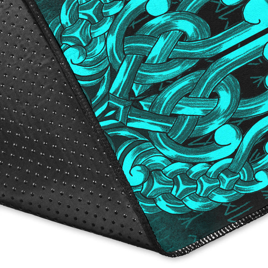 Viking Area Rug Vikings Odin Valhalla Cyan Version Area Rug RLT12 - Wonder Print Shop