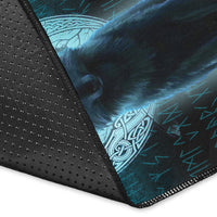 Viking Area Rug Fenrir Viking Wolf Cyan Version Area Rug RLT12 - Wonder Print Shop