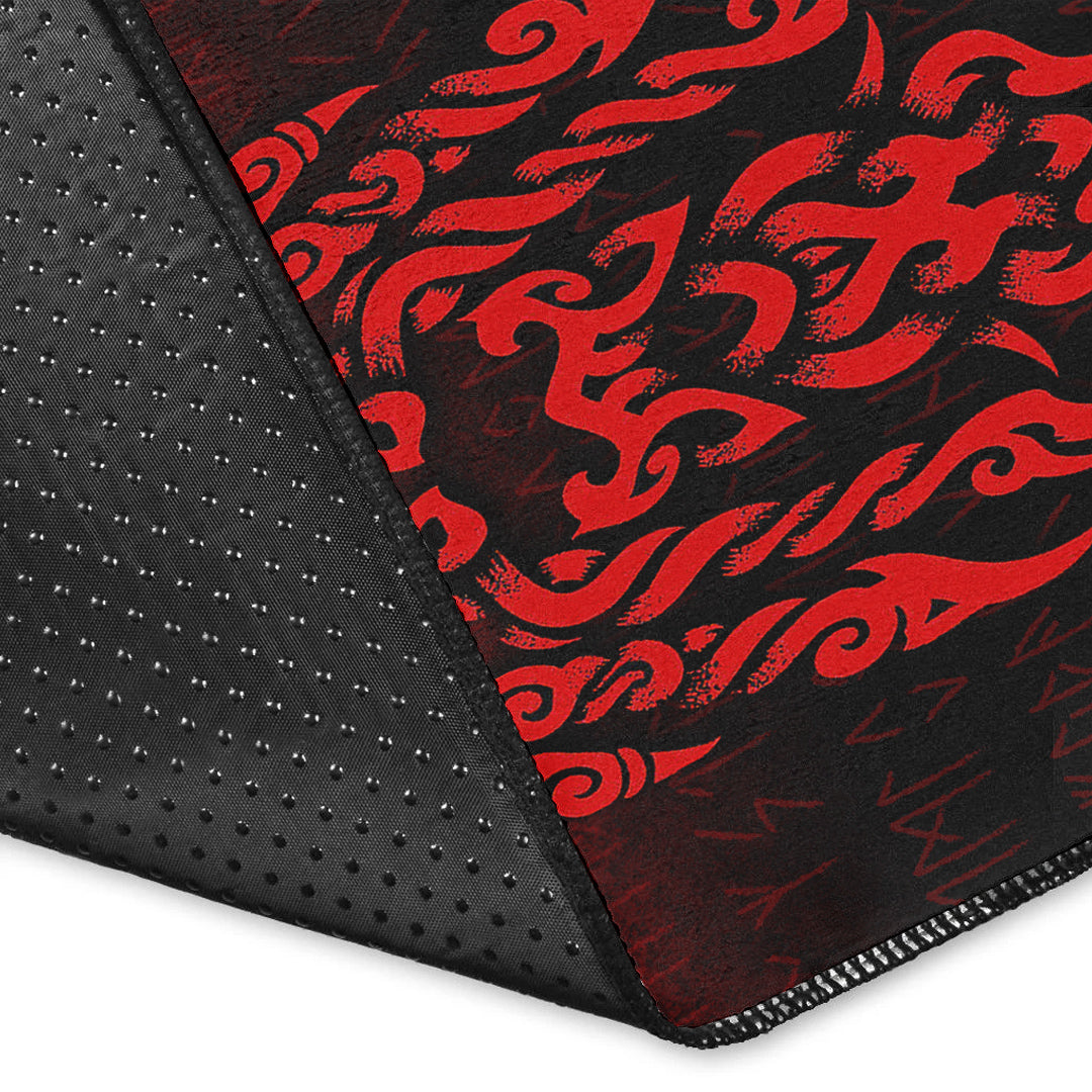 Viking Area Rug Viking God Odin Allfather In Asgard Raven God Red Version Area Rug RLT12 - Wonder Print Shop