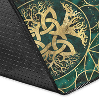 Viking Area Rug Tree Of Life with Triquetra Malachite and Gold Area Rug RLT12 - Wonder Print Shop